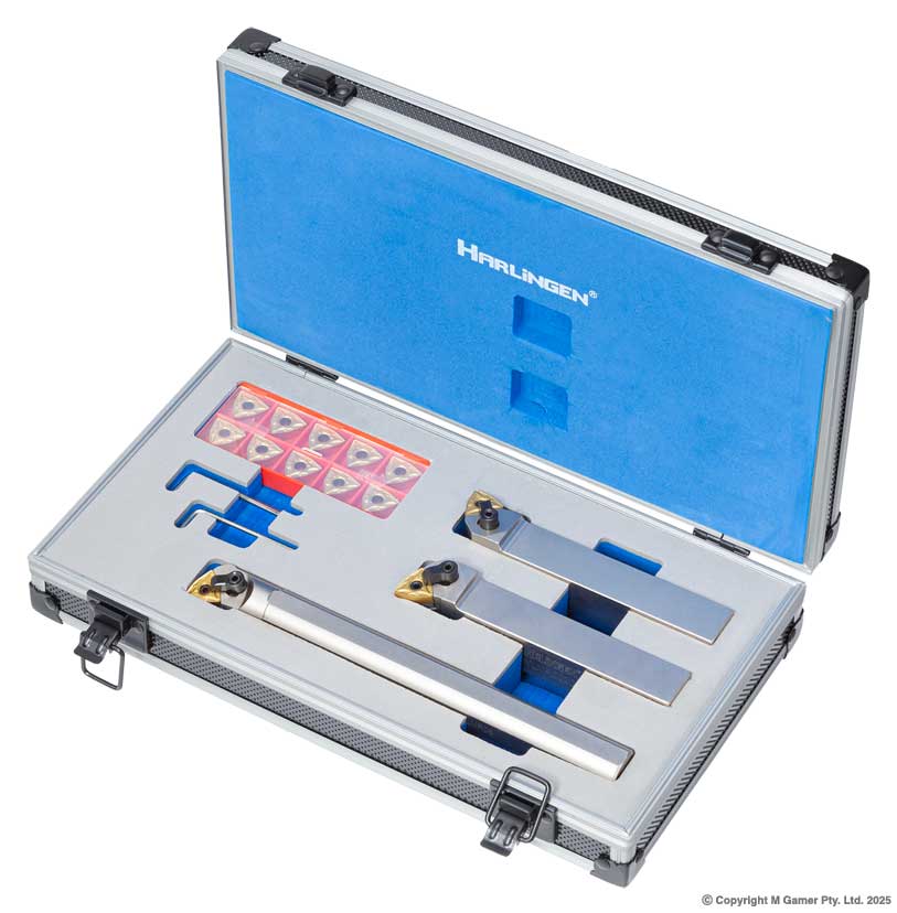 3 Piece Indexable Nickel Plated Negative Rake Lathe Tool Set - 20mm